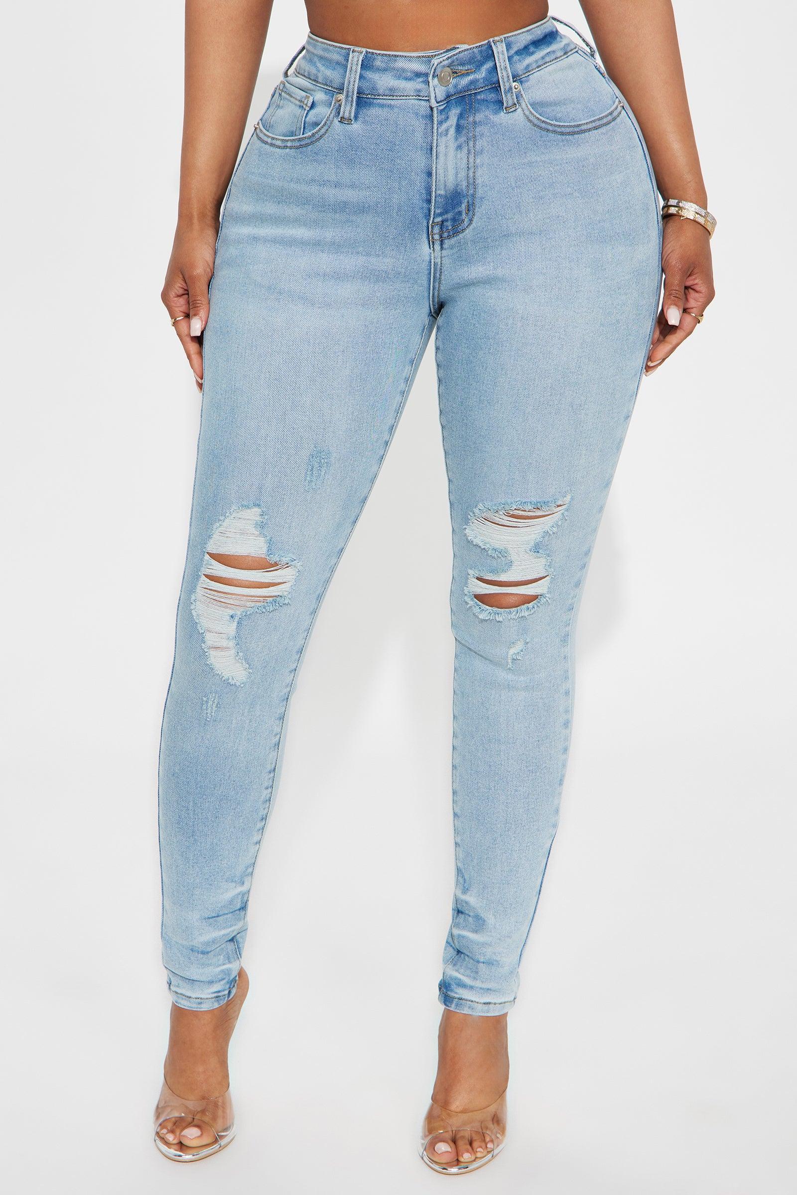 Kalisha Stretch Ripped Skinny Jeans - Light Wash Product Image