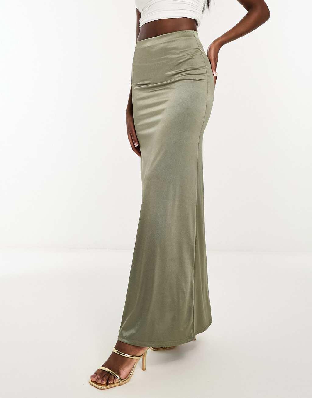 ASOS DESIGN satin twill maxi skirt Product Image