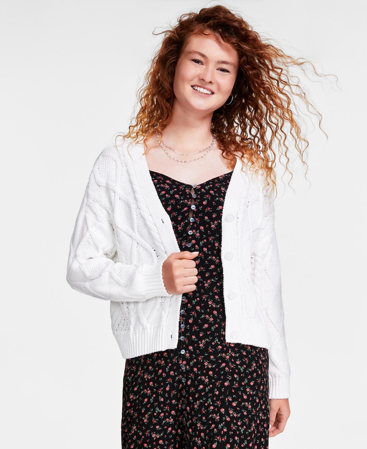 Lucky Brand Womens Cable-Stitch Long-Sleeve Cardigan Product Image