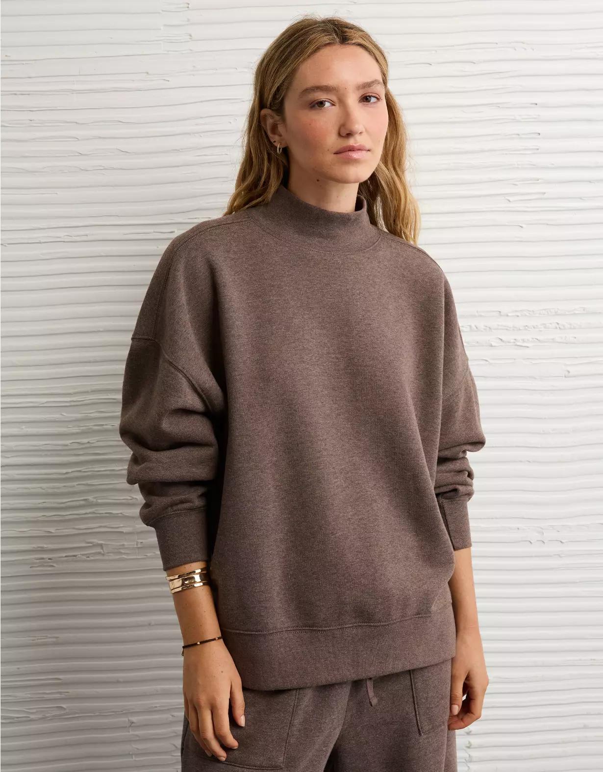 AE Everyday Luxe Oversized Mock Neck Sweatshirt Product Image