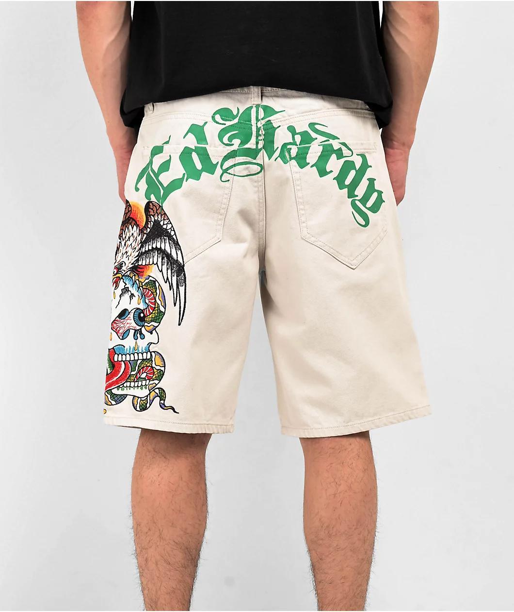 Ed Hardy Battle White Shorts Product Image