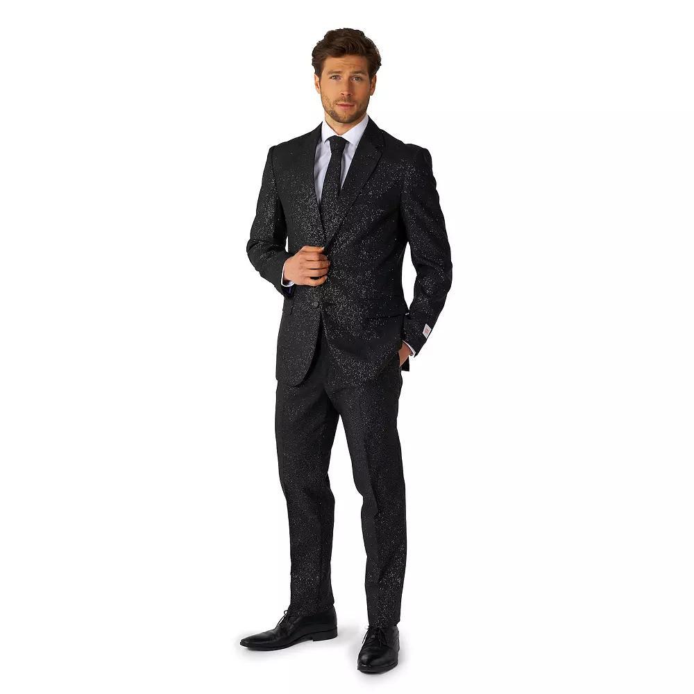 Men's OppoSuits Glitzy Glitter Black Sparkle Modern-Fit Suit & Tie Set, Size: 38 - Regular, Glitzy Black Sparkle Product Image