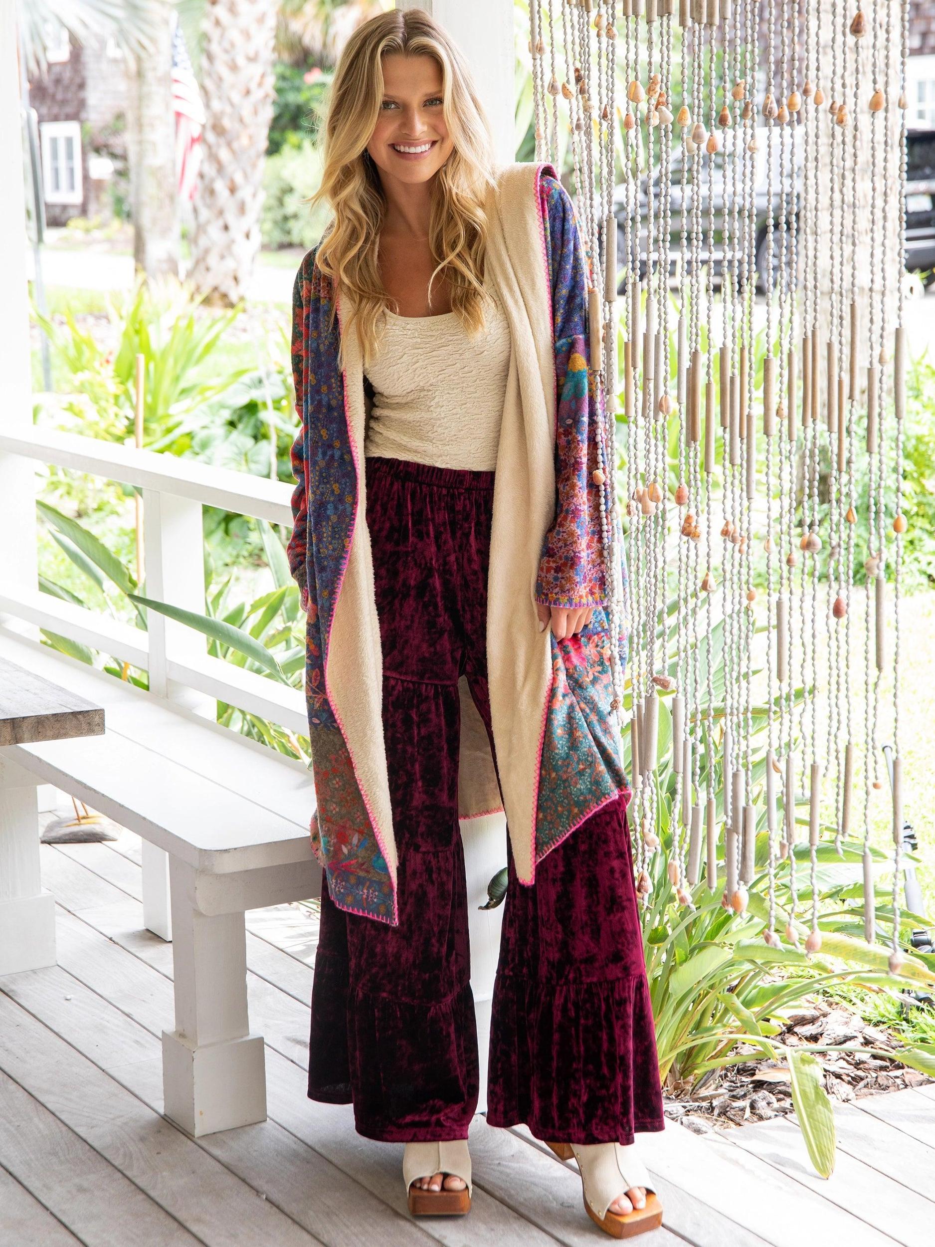 Cozy Blanket Kimono - Vintage Patchwork Long Length Product Image