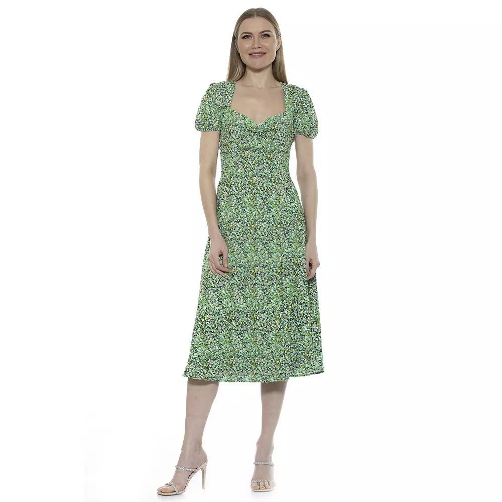 Women's ALEXIA ADMOR Gracie Fit & Flare Dress, Size: 4, Yellow Garden Product Image