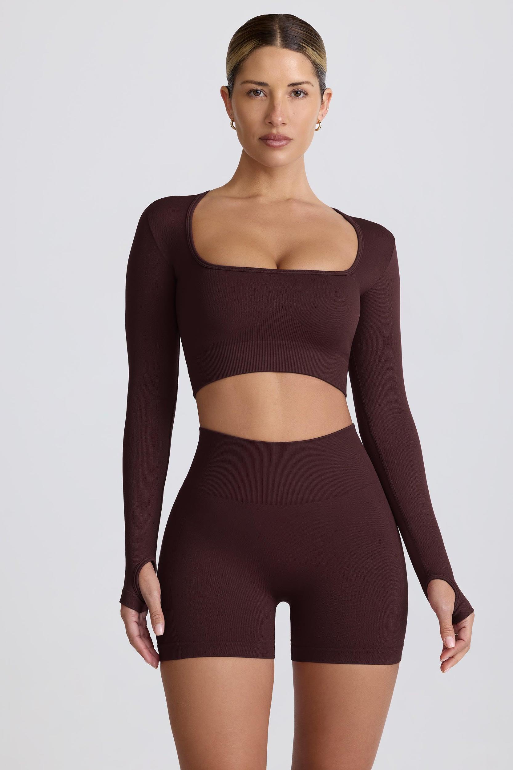 Super Sculpt Seamless High-Waist Mini Shorts in Chocolate Product Image