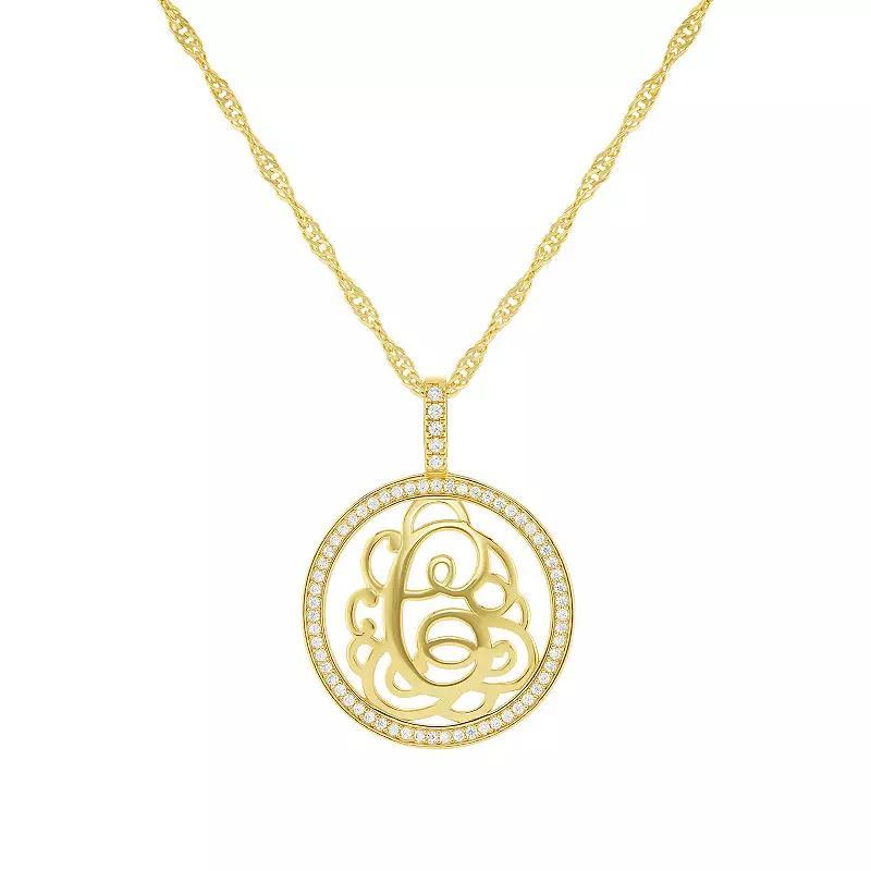 PRIMROSE Cubic Zirconia Initial Coin Pendant Necklace, Women's, Size: 18-20" ADJ, Gold Tone C Product Image
