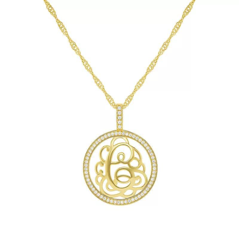 PRIMROSE Cubic Zirconia Initial Coin Pendant Necklace, Women's, Size: 18-20" ADJ, Gold Tone C Product Image