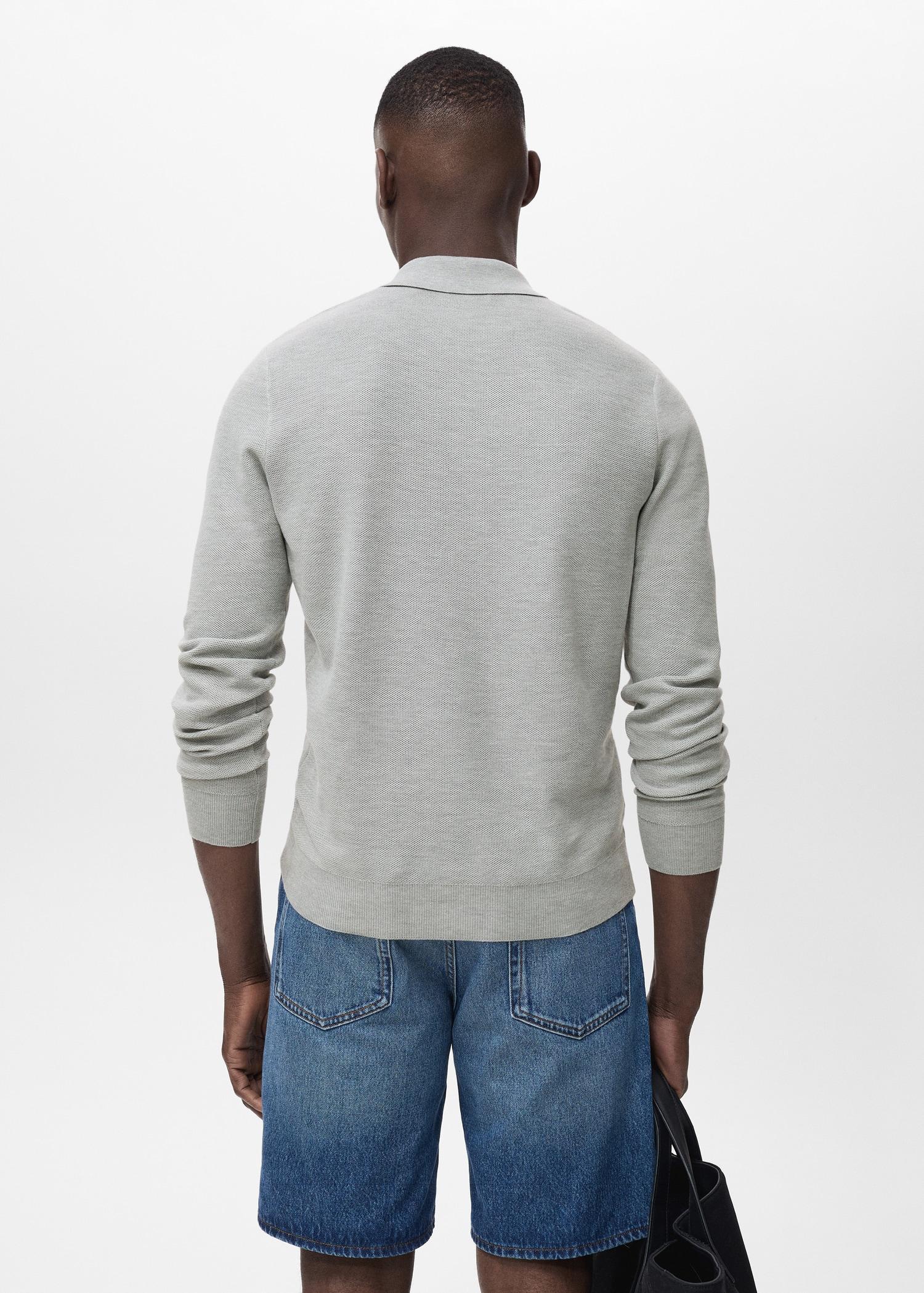 Micro-structured cotton polo shirt - Men | MANGO USA Product Image