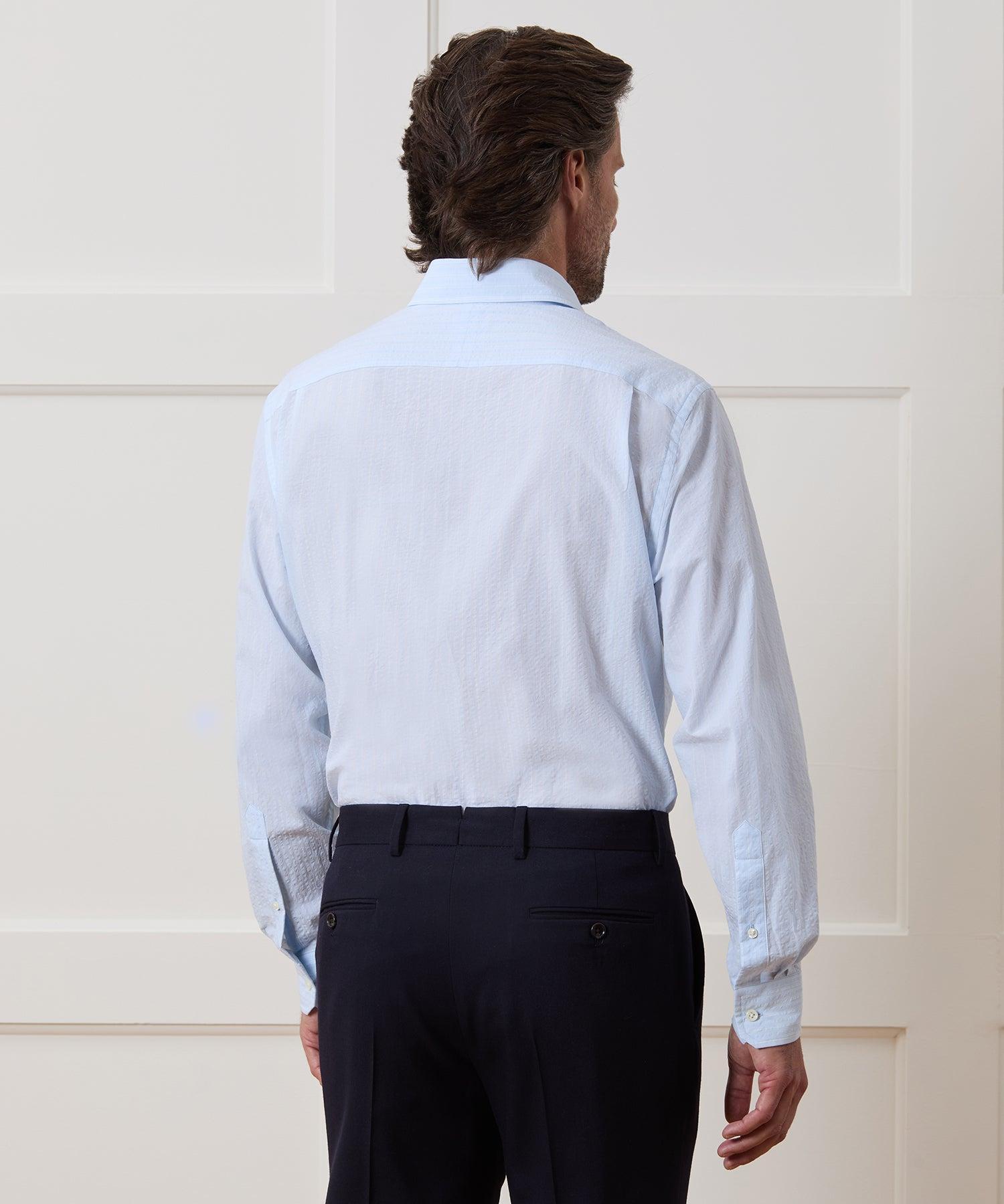 Seersucker Long Point Collar Dress Shirt Product Image