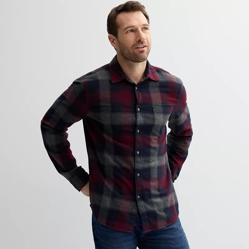 Men's Sonoma Goods For Life® One Pocket Flannel Button-Down Shirt, Size: Small, Red  Buff Chec Product Image