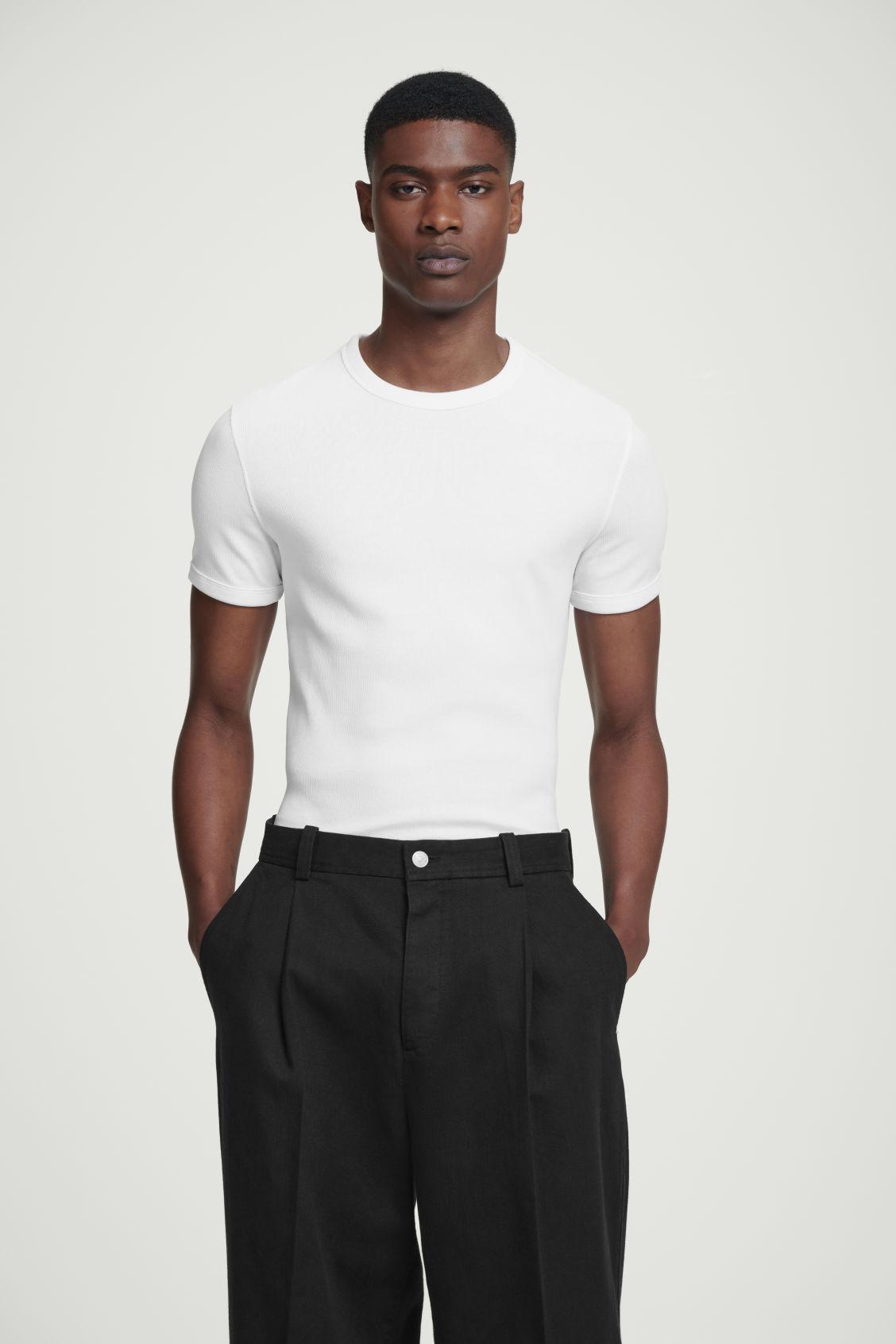 SLIM RIBBED COTTON T-SHIRT Product Image