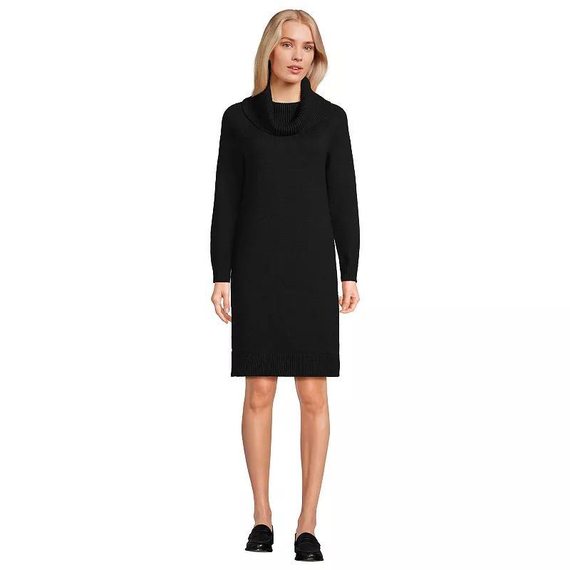 Women's Lands' End Cozy Lofty Cowlneck Sweater Dress, Size: Large, Vicuna Grey Product Image