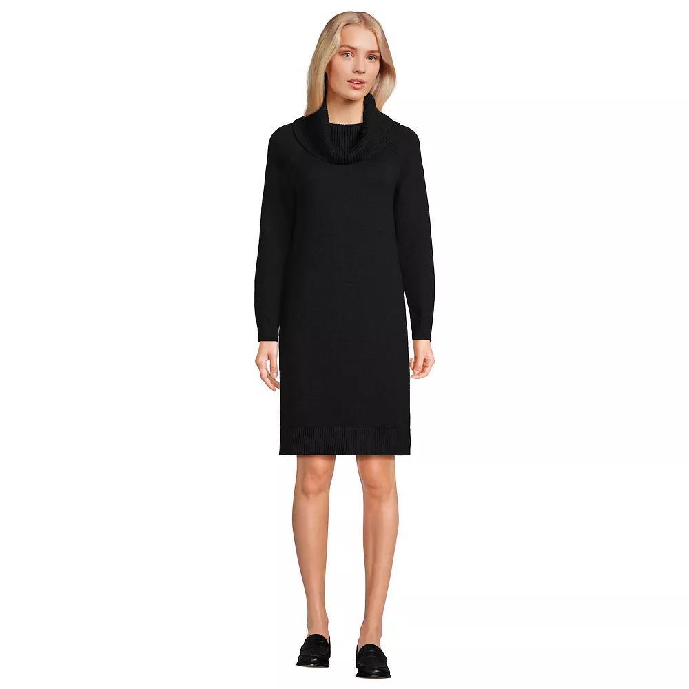 Women's Lands' End Cozy Lofty Cowlneck Sweater Dress, Size: Large, Vicuna Grey Product Image