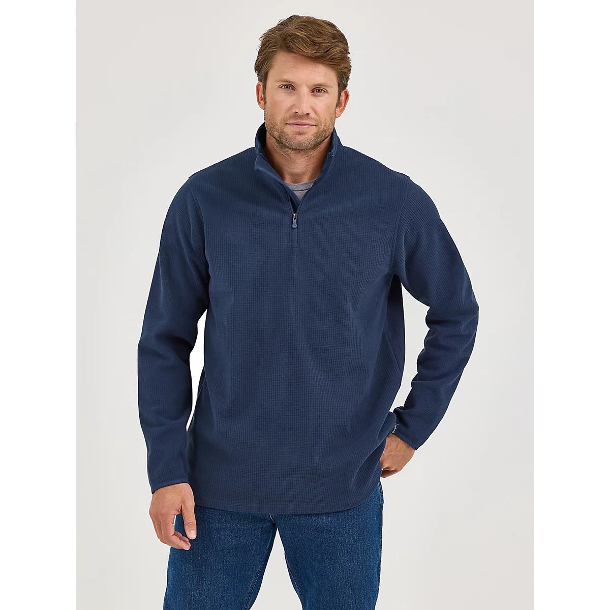 Men's Wrangler Quarter Zip Waffle Fleece Pullover in Monument Product Image