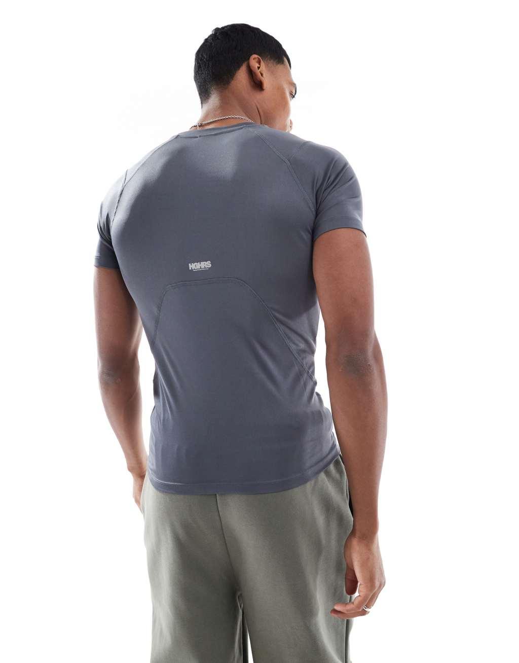 Bershka slim fit t-shirt in gray  Product Image