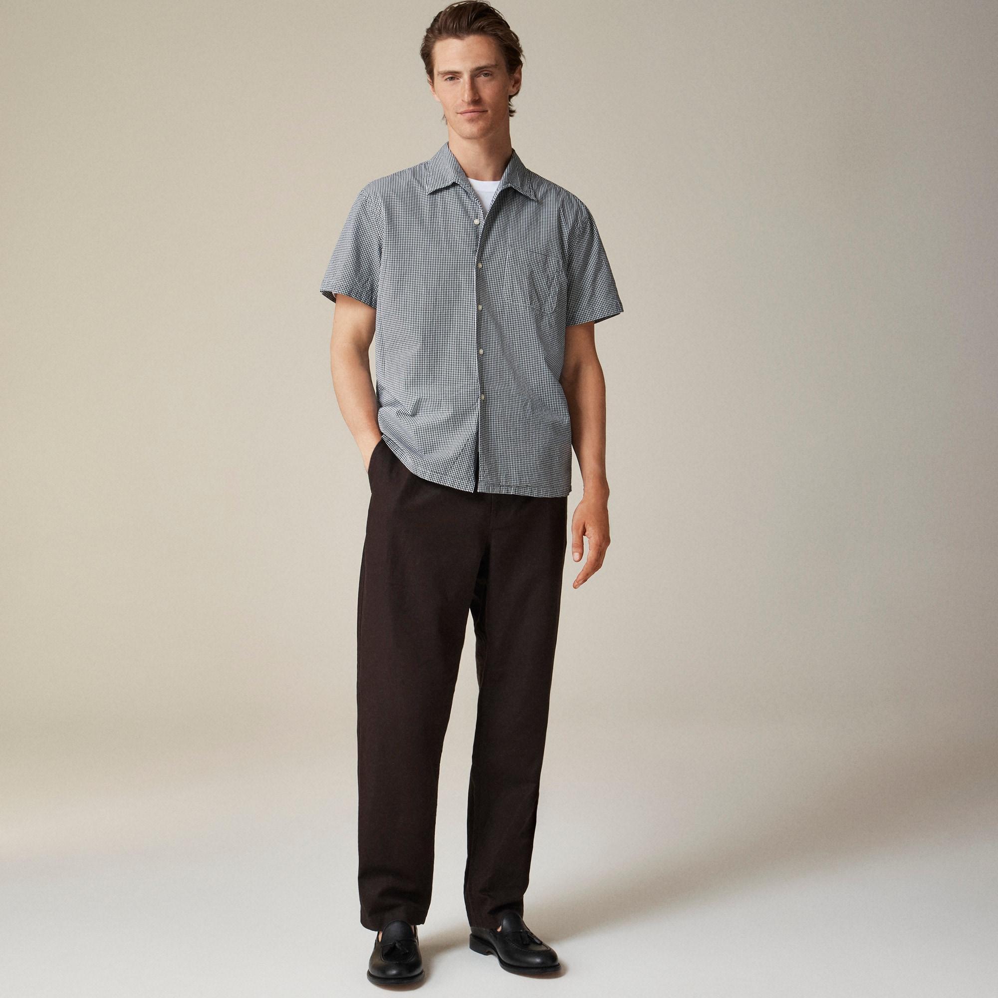 Short-sleeve Secret Wash cotton poplin camp-collar shirt Product Image