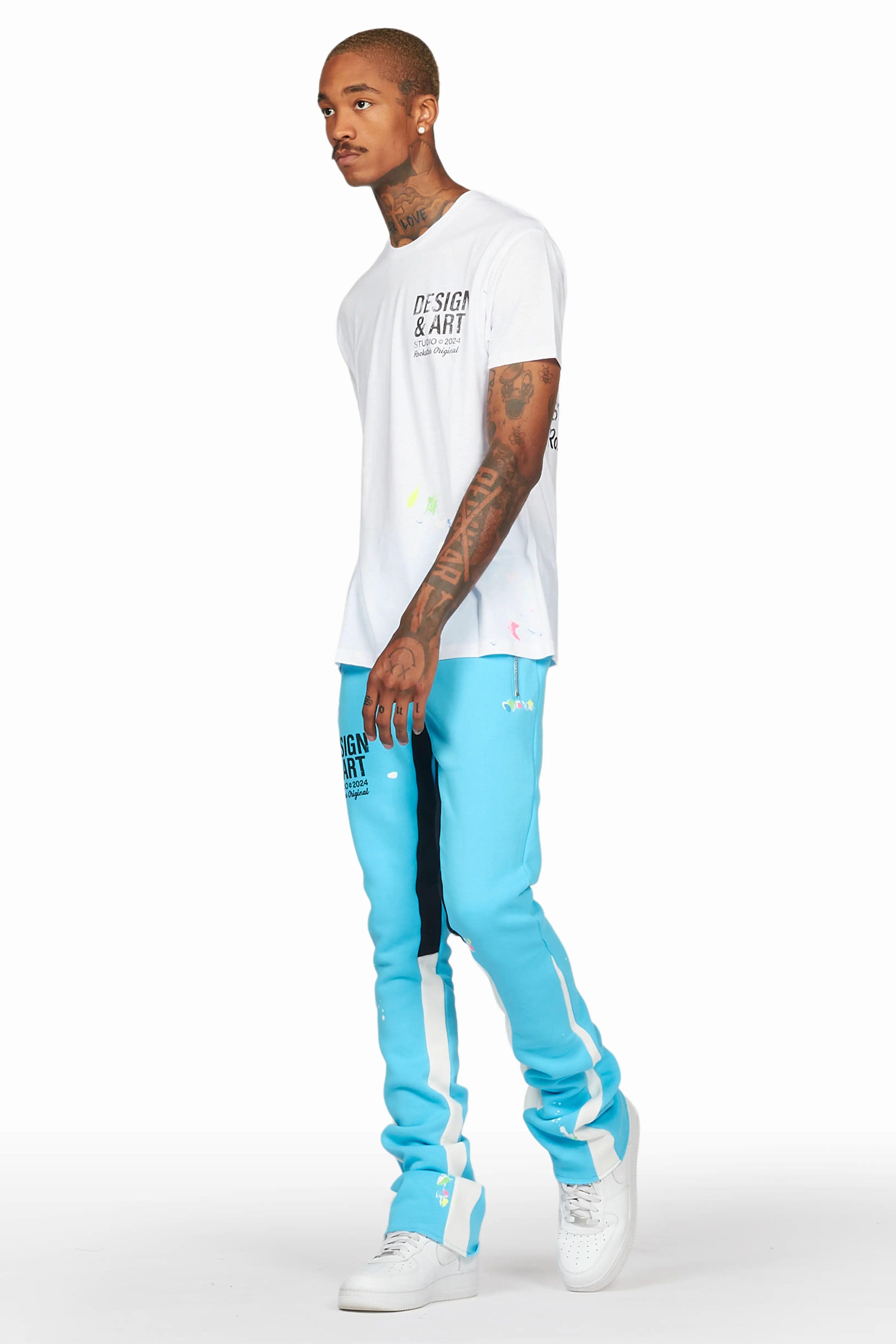 Mancha Blue T-Shirt Stacked Flare Track Set Male Product Image