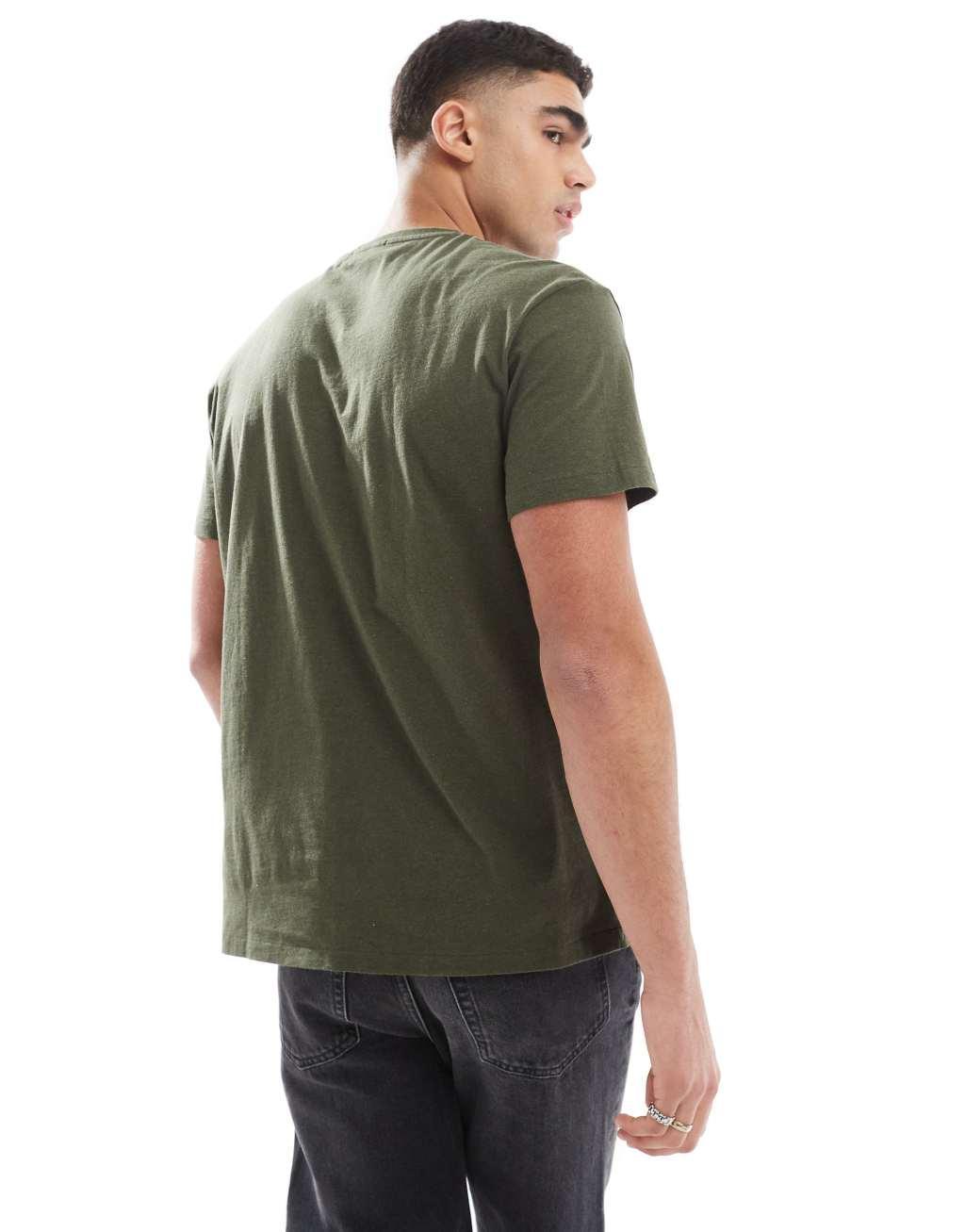 Polo Ralph Lauren central script logo T-shirt classic oversized fit in dark green heather Product Image