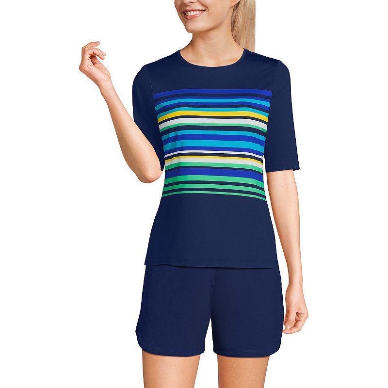 Womens Lands End UPF 50 Elbow-Sleeve Rash Guard Swim Tee Product Image