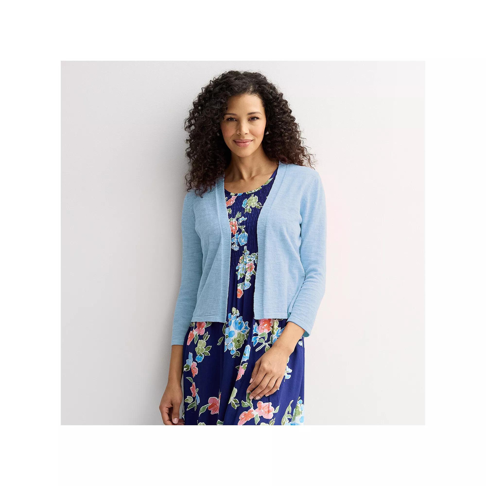 Women's Croft & Barrow® Open Front Cardigan, Size: Medium, Secret Peri Product Image