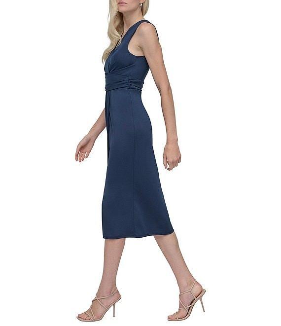 DKNY by Donna Karan Sleevless Ruched Sheath Midi Dress Product Image