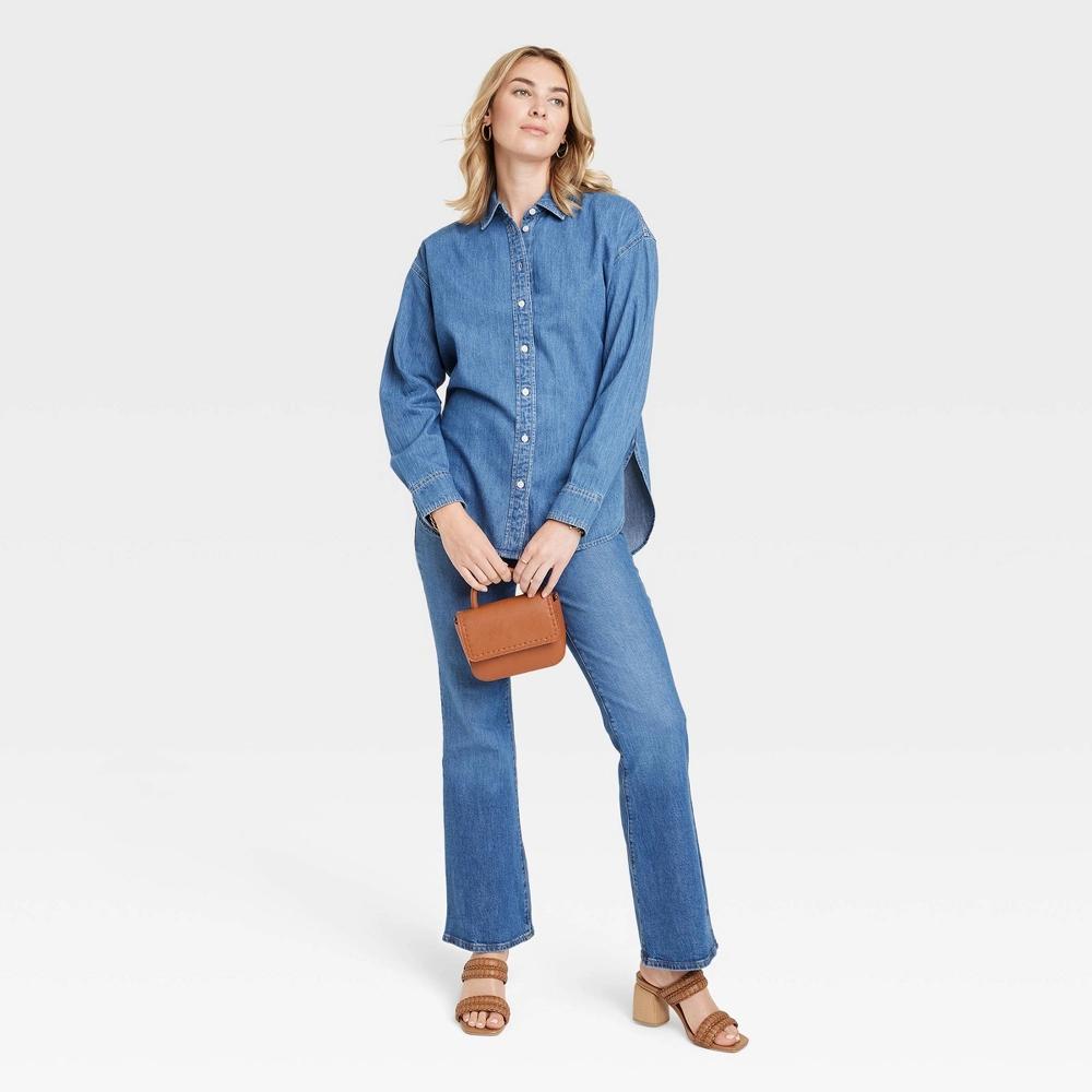 Womens Oversized Long Sleeve Collared Button-Down Shirt - Universal Thread Red XXL Product Image