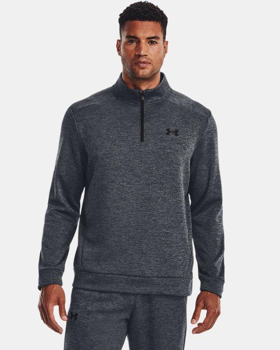 Mens Under Armour 1/4-Zip Fleece Pullover Black Navy Product Image
