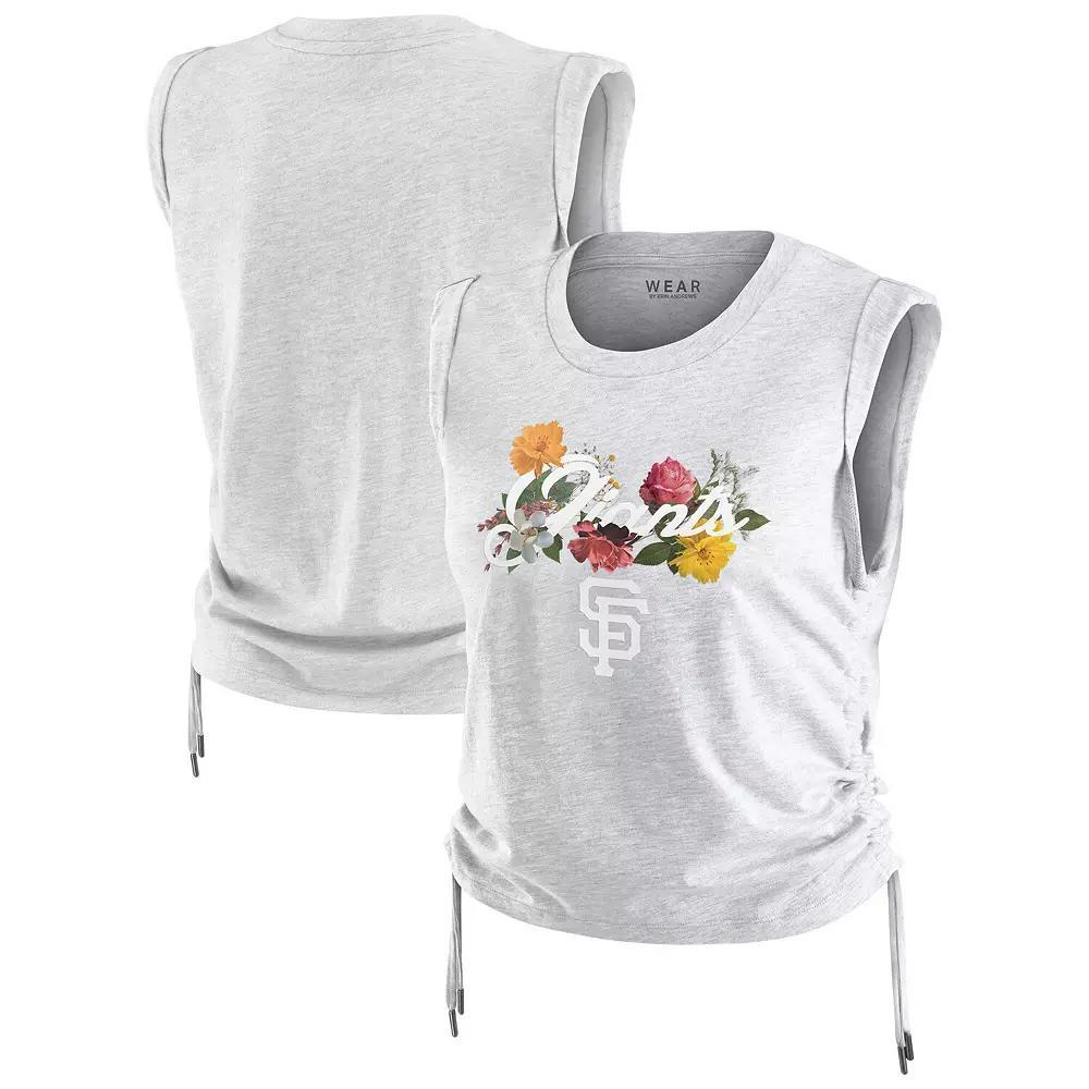 Women's WEAR by Erin Andrews  Heather Gray Atlanta Braves Cinched Tank Top, Size: Large, Grey Product Image