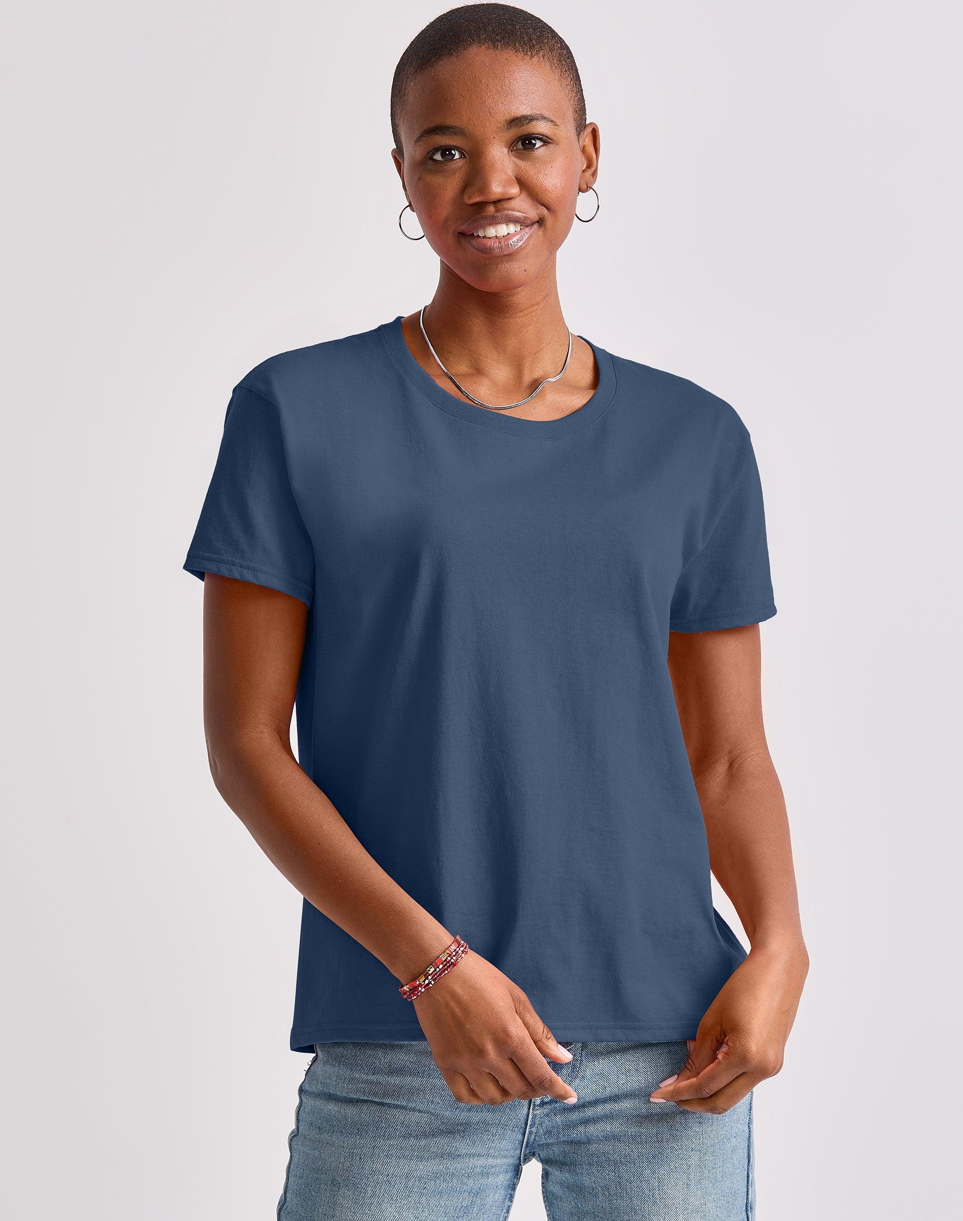 Hanes Essentials Womens Cotton T-Shirt, Oversized Fit Happy Spring Green M Product Image
