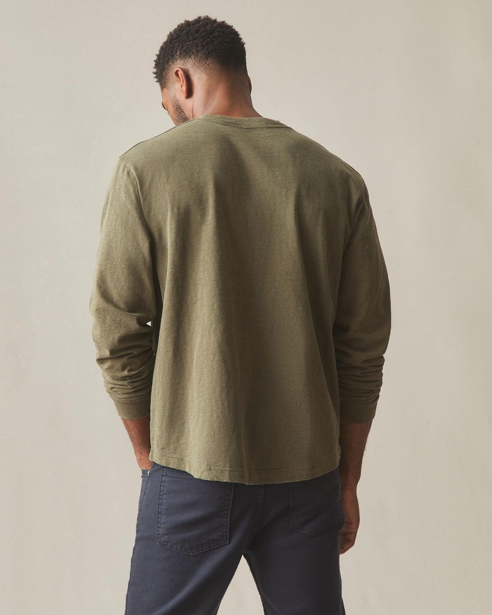Men's Long Sleeve Broken-In Premium Slub Henley - Washed Seaweed Product Image