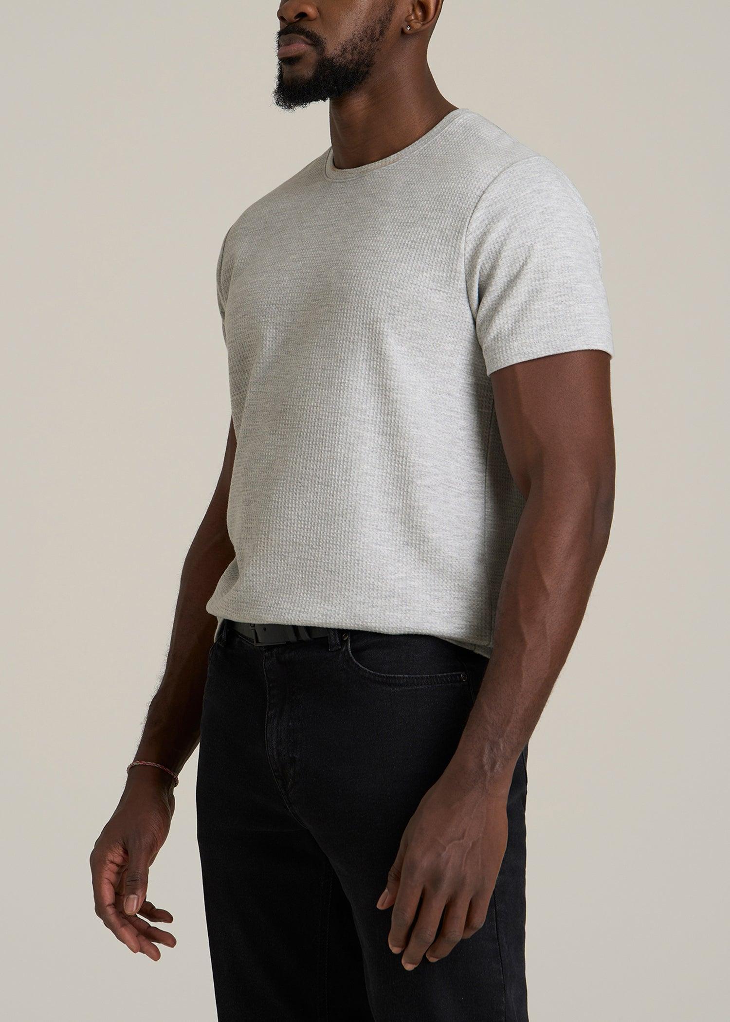 Cloud Knit Waffle Short Sleeve Tee for Tall Men in Light Heather Grey Product Image