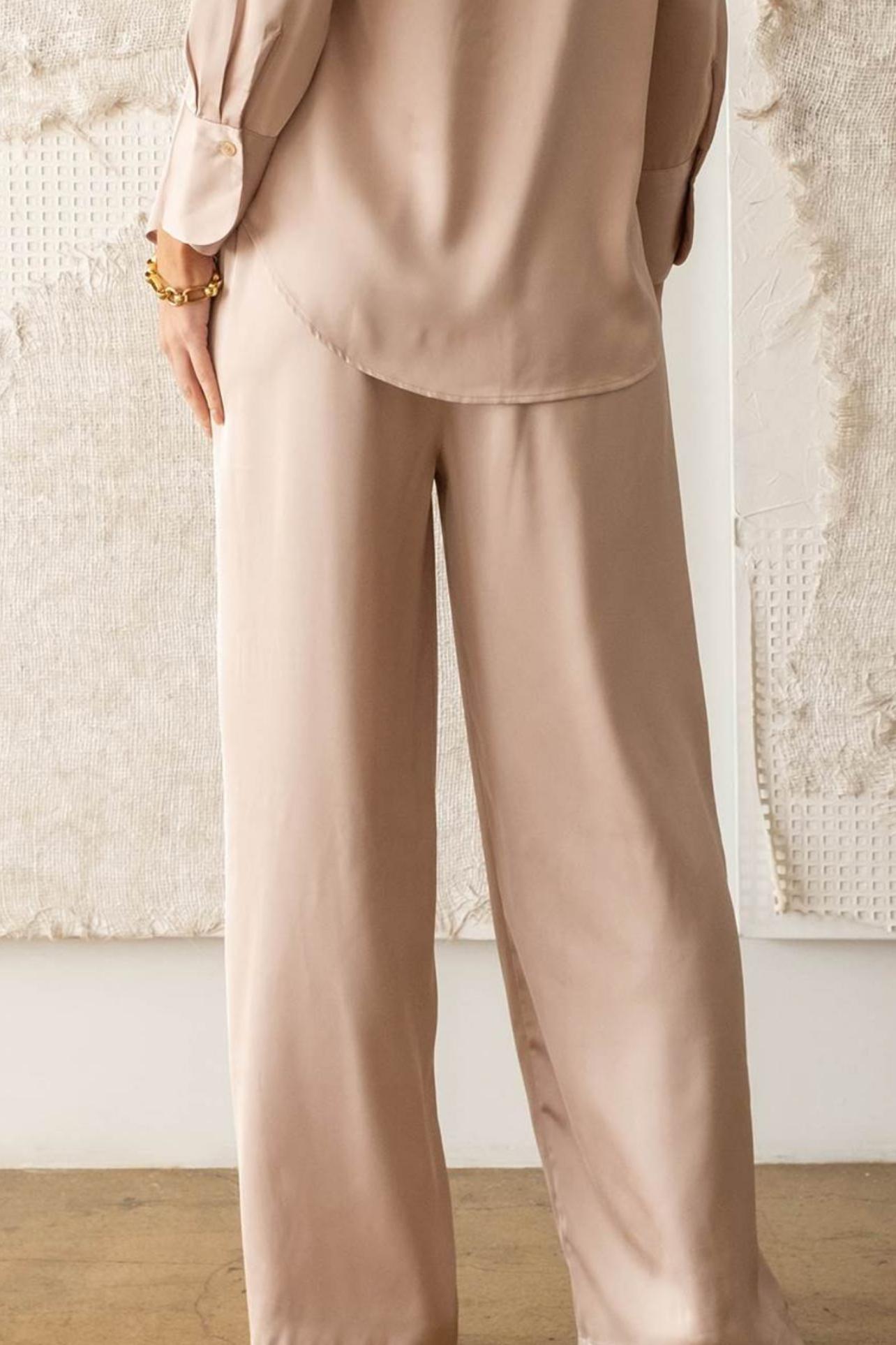Solid Satin Wide Leg Pants Product Image