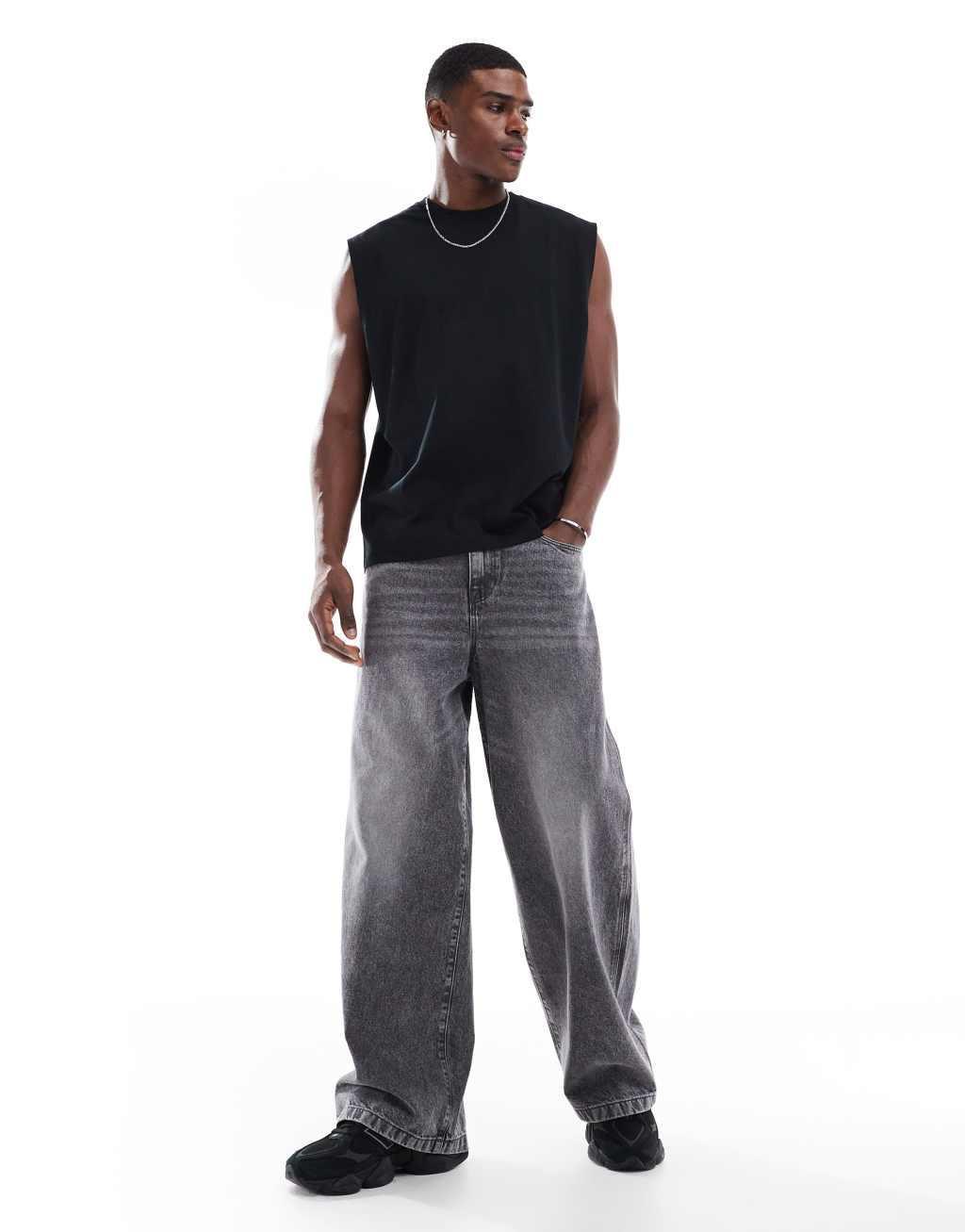 ASOS DESIGN oversized tank in black Product Image