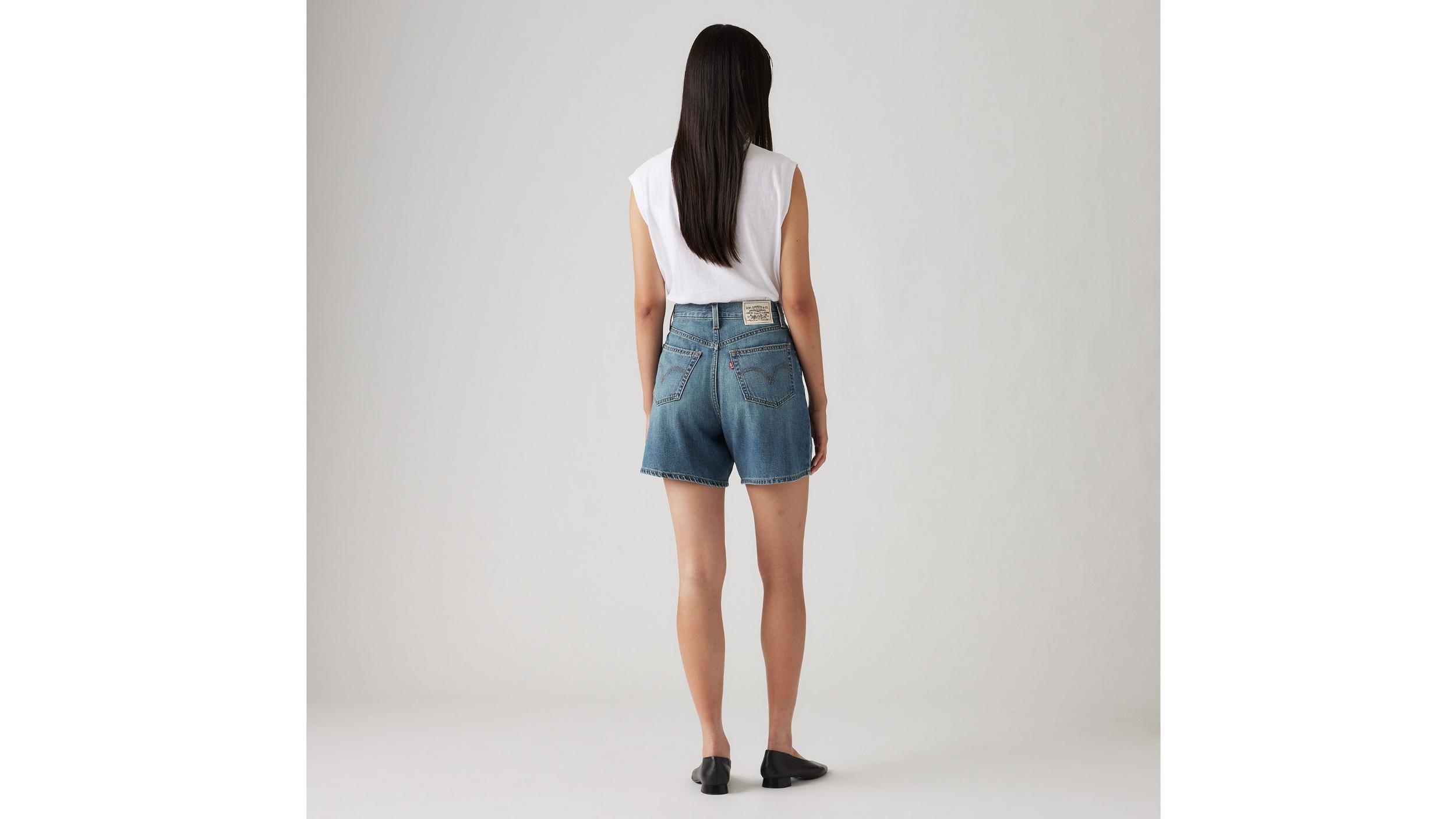 High Rise Baggy Linen+ Denim Lightweight Women's Shorts Product Image