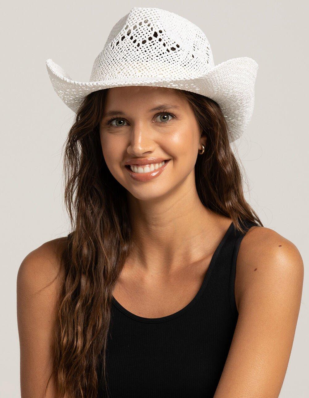 Womens Straw Cowboy Hat - WHITE Product Image