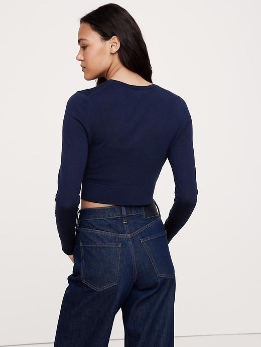 Lightweight Merino Cropped Cardigan Product Image