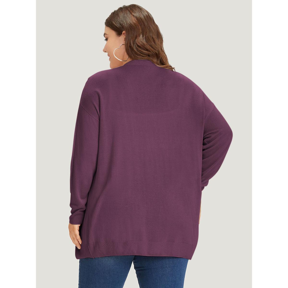 Plus Size Supersoft Essentials Solid Open Front Loose Cardigan Mauve Women Casual Loose Long Sleeve Everyday Cardigans BloomChic 30/6X Product Image