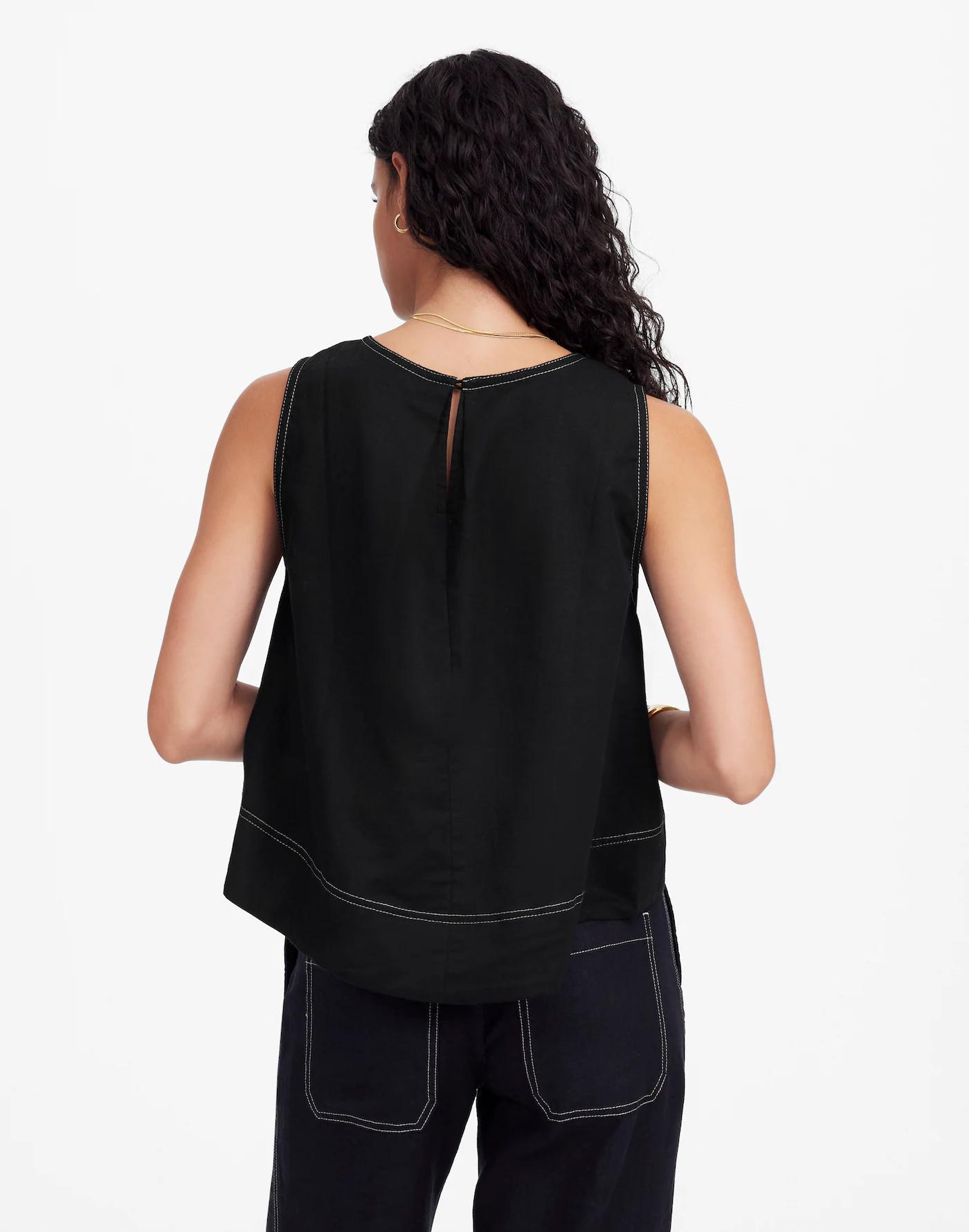 Linen Pleated Shell Top Product Image