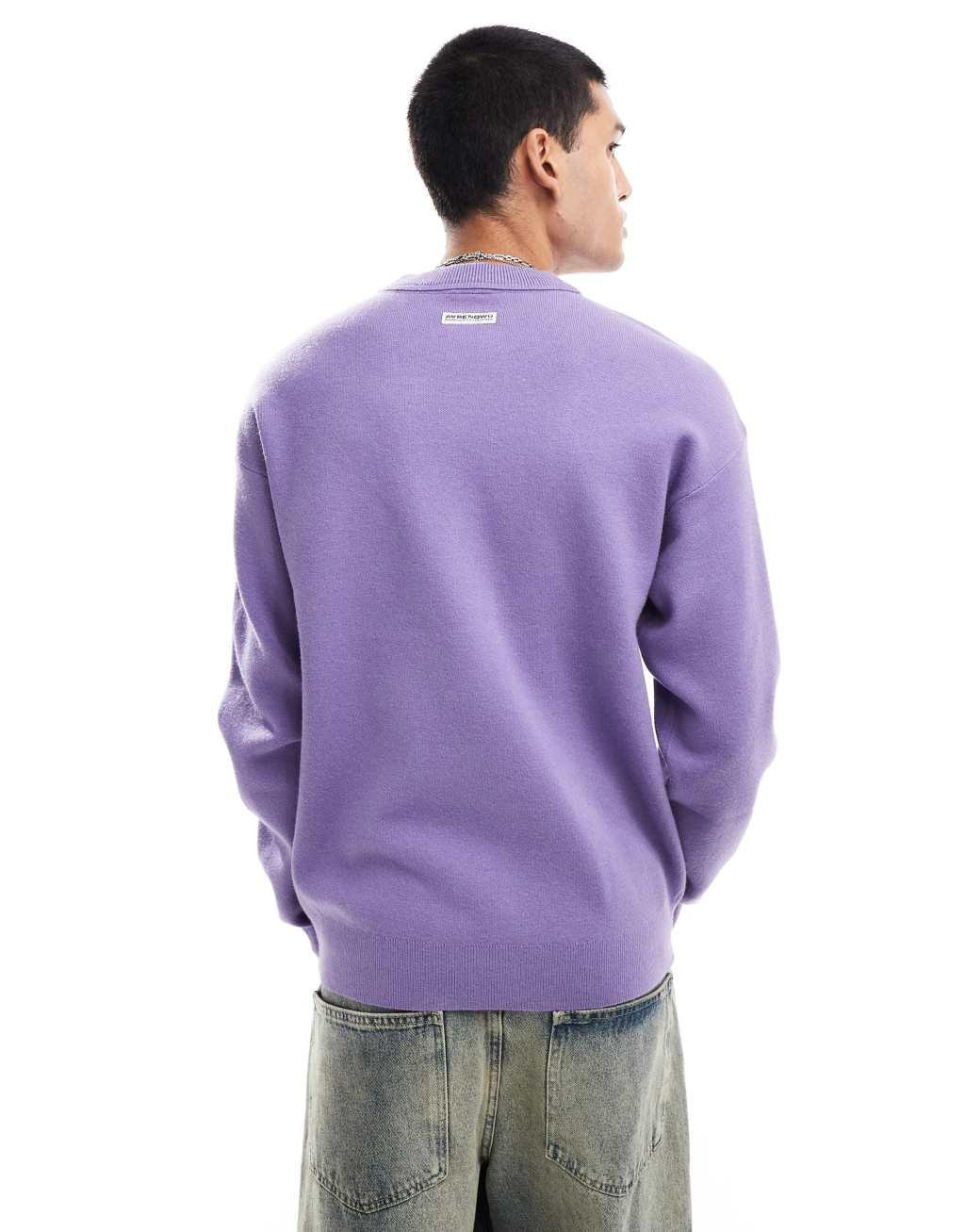 Aape by A Bathing Ape logo crew neck sweater in purple Product Image