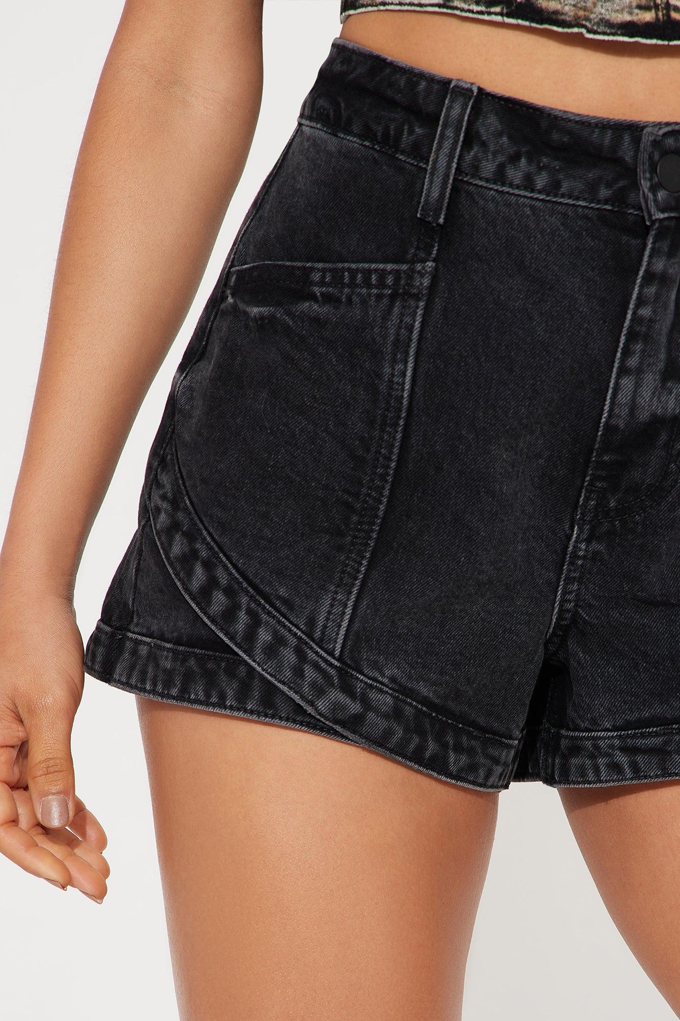 Cashing Out Denim Shorts - Black Wash Product Image