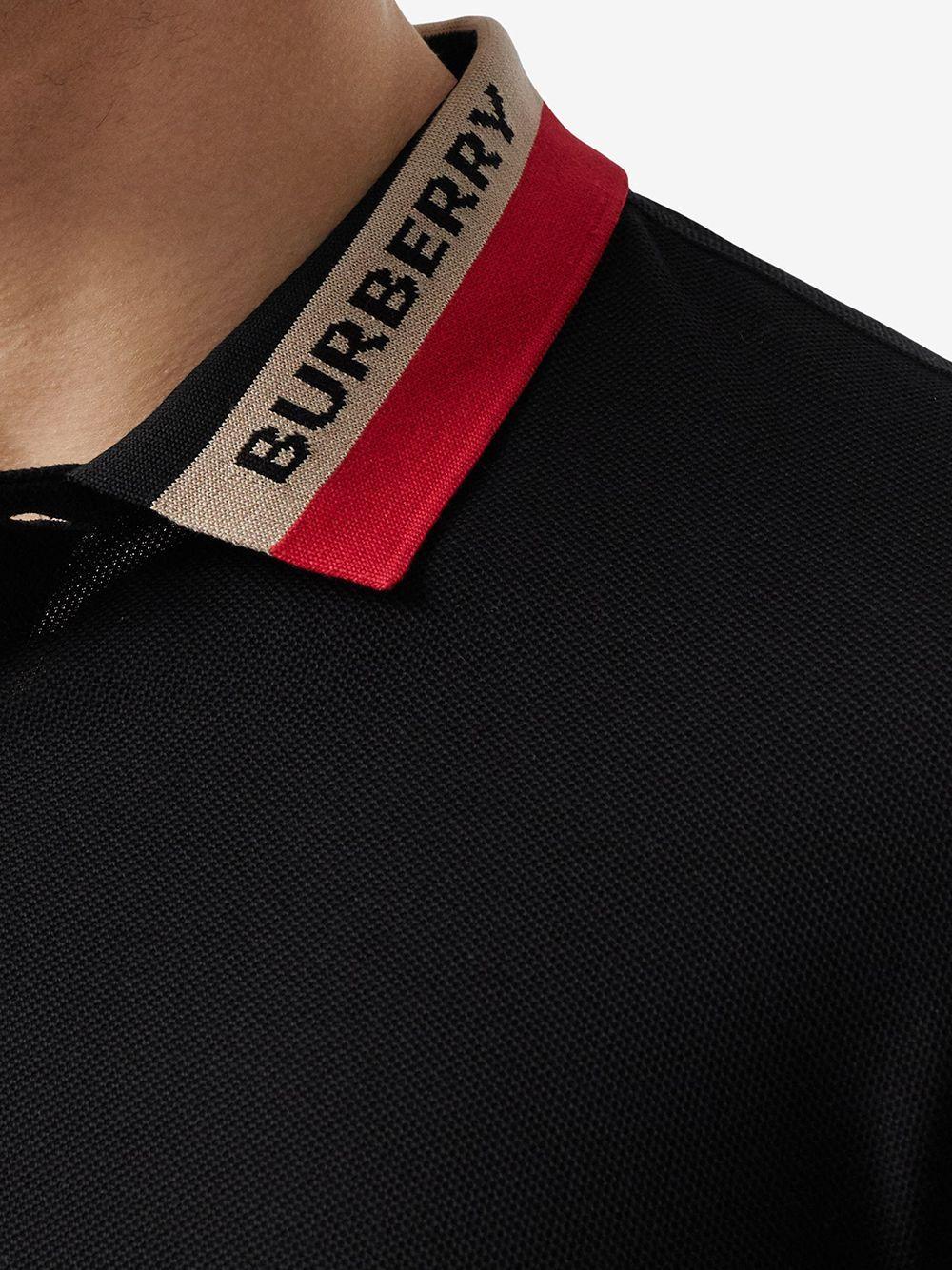 Contrast-collar Short-sleeve Polo Shirt In Black Product Image