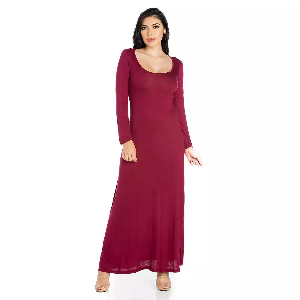 Women's 24seven Comfort Apparel Scoopneck Long Sleeve Maxi Dress, Size: XXL, Orange Product Image