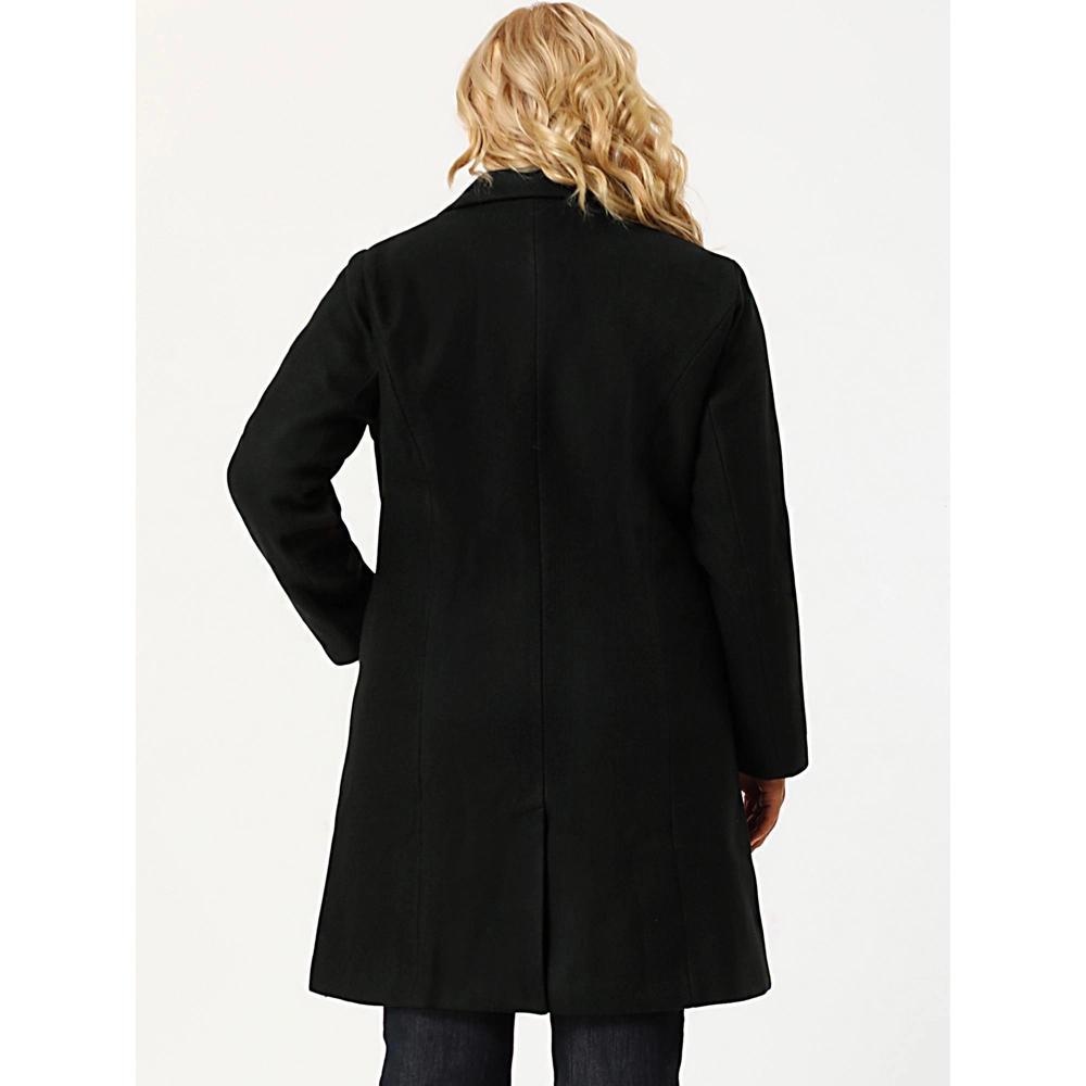 Agnes Orinda Women's Plus Size Winter Notched Lapel Single Breasted with Pockets Pea Coats Product Image