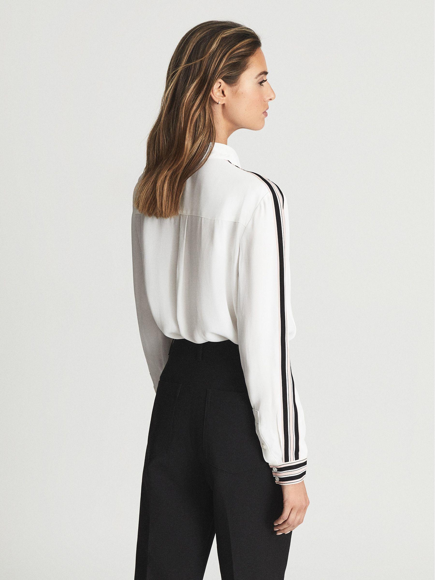 Colourblock Detail Blouse in White Product Image