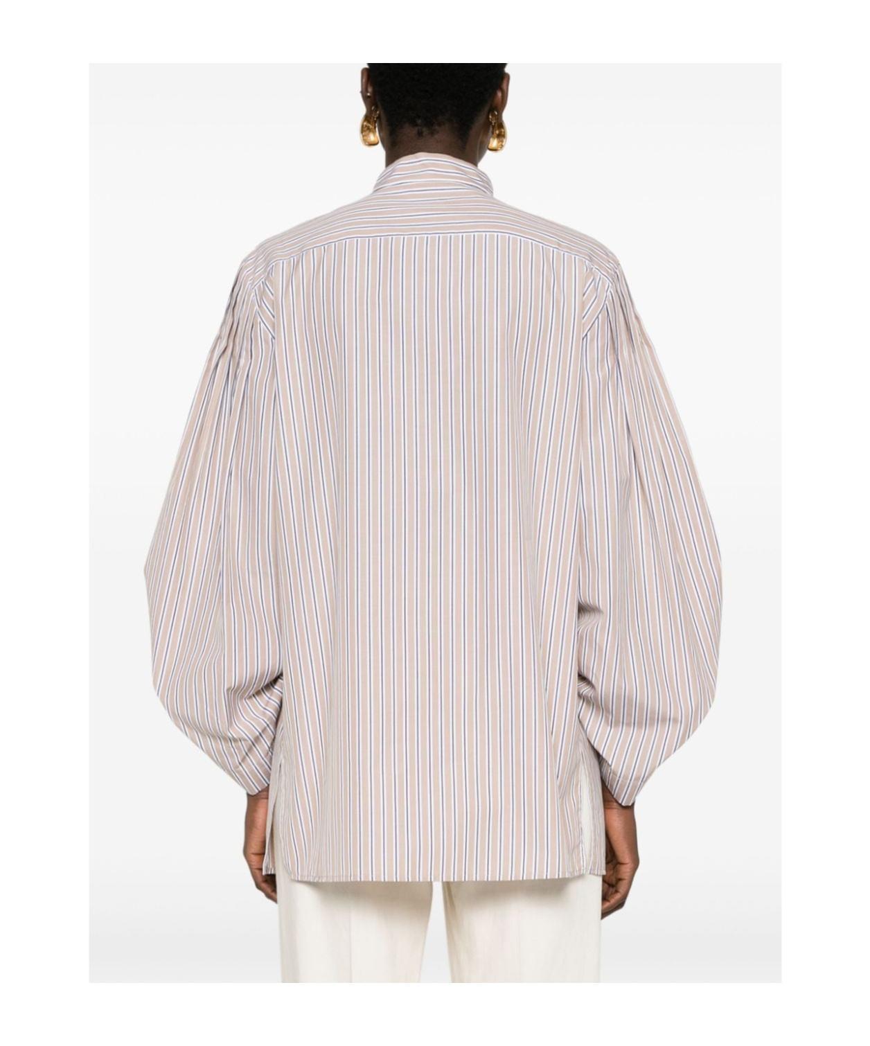 ALBERTA FERRETTI Gestreiftes Hemd In Fantasia Beige Product Image