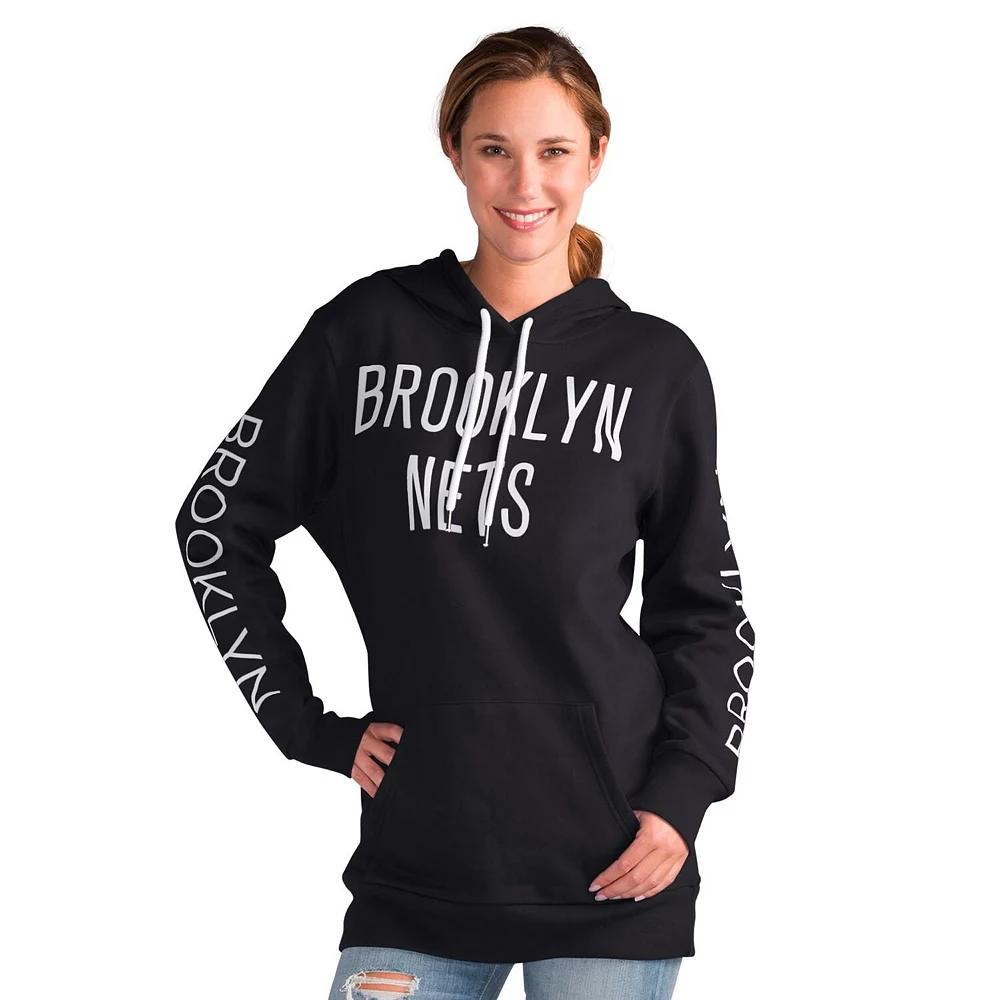 Women's G-III 4Her by Carl Banks Black Brooklyn Nets Base Coach Pullover Hoodie, Size: Large Product Image