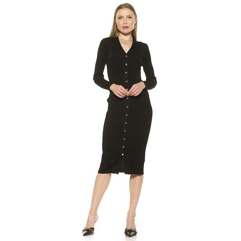 Women's ALEXIA ADMOR Gemini Long Sleeve Button Front Knit Dress, Size: XS, Red Pink Product Image