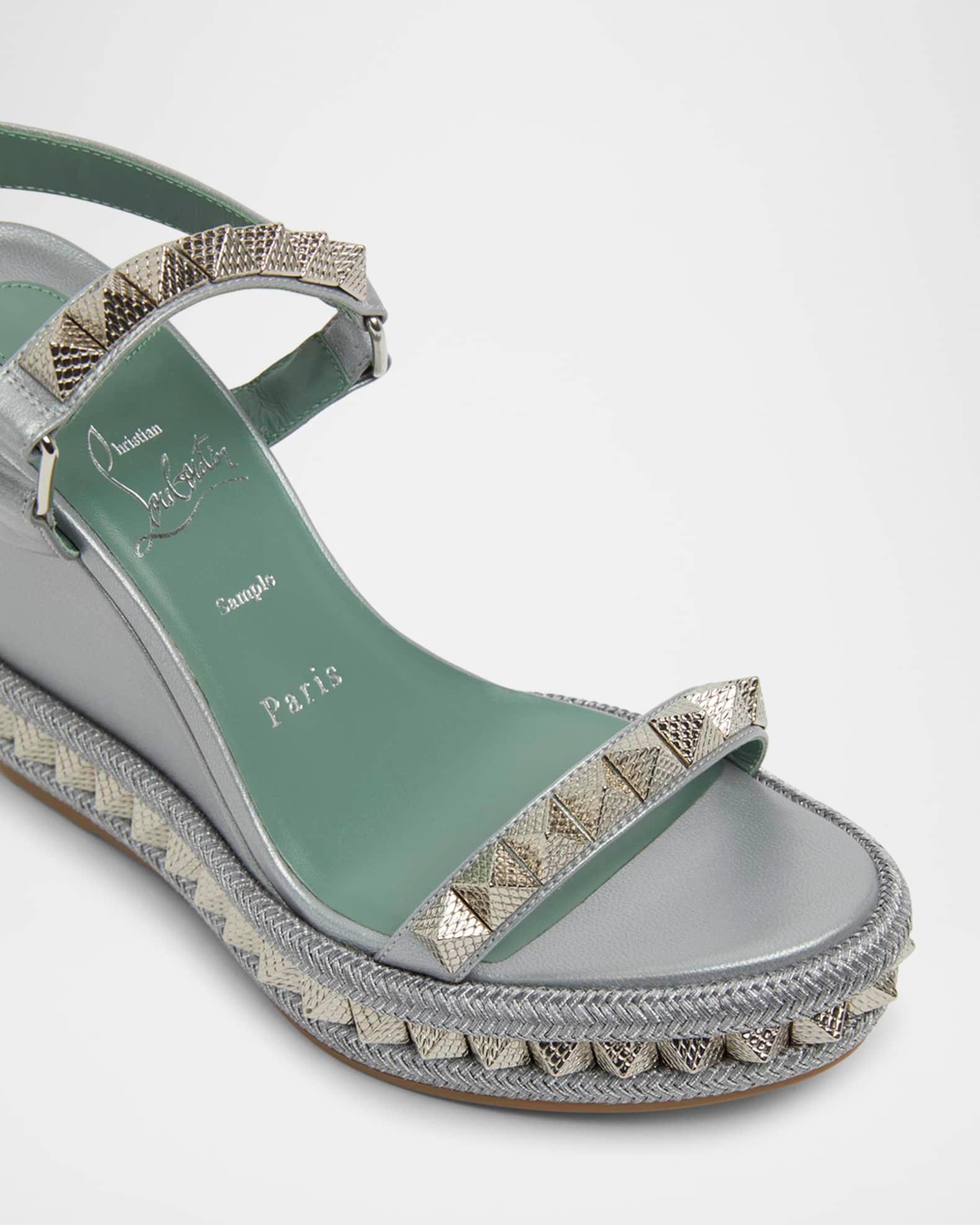 Pyraclou Metallic Spike Red Sole Wedge Sandals Product Image