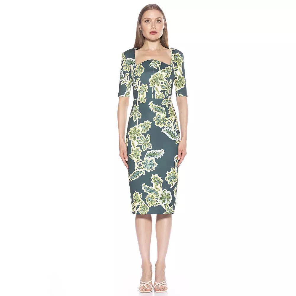 Women's ALEXIA ADMOR Freya Short Sleeve Midi Sheath Dress, Size: XS, Green Team Product Image