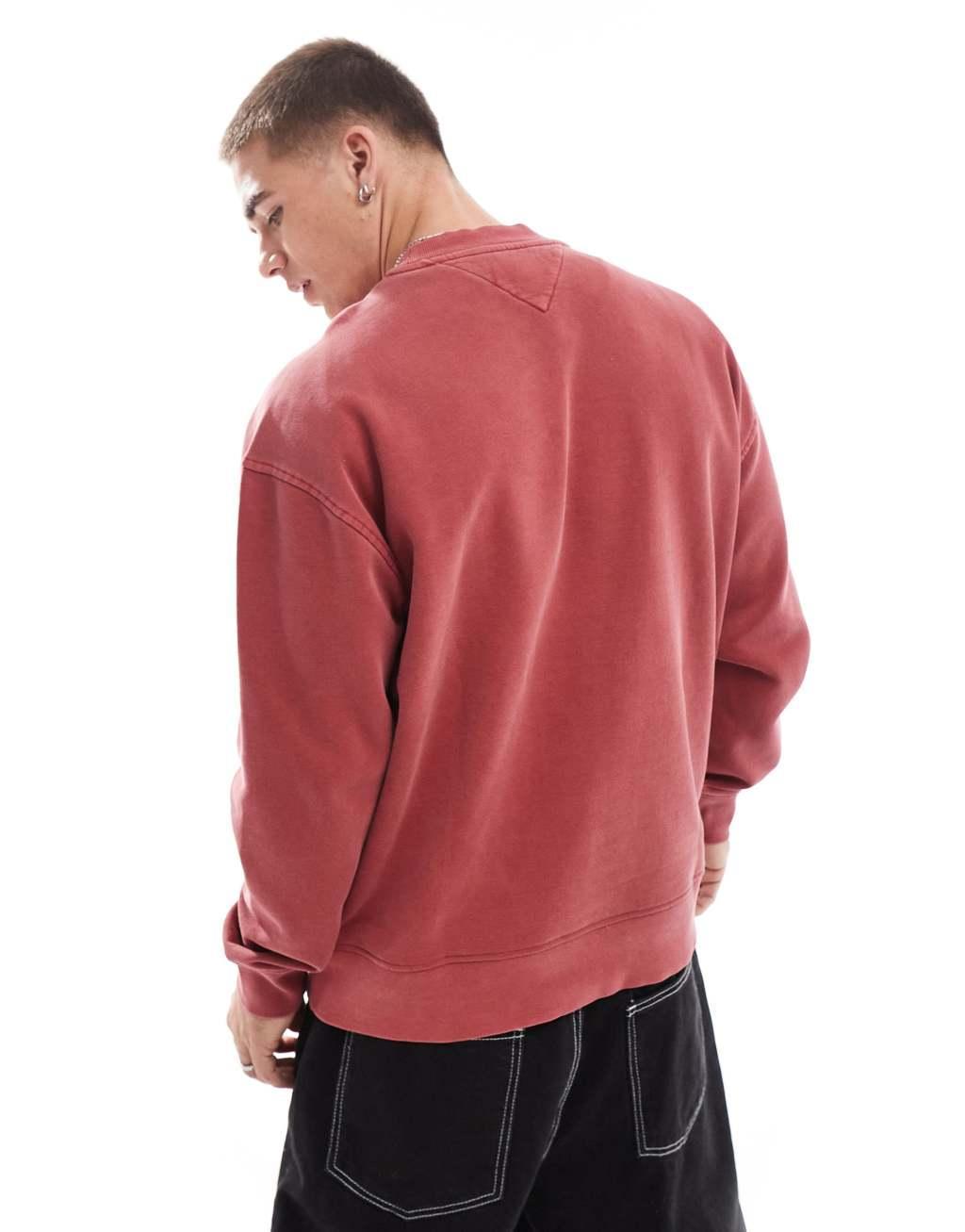 Tommy Jeans varsity logo sweatshirt in washed red Product Image